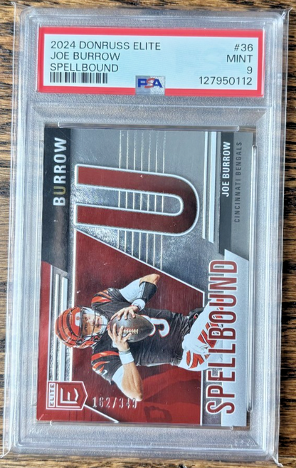 Joe Burrow PSA 9 2024 Donruss Elite Spellbound #36 /349 front