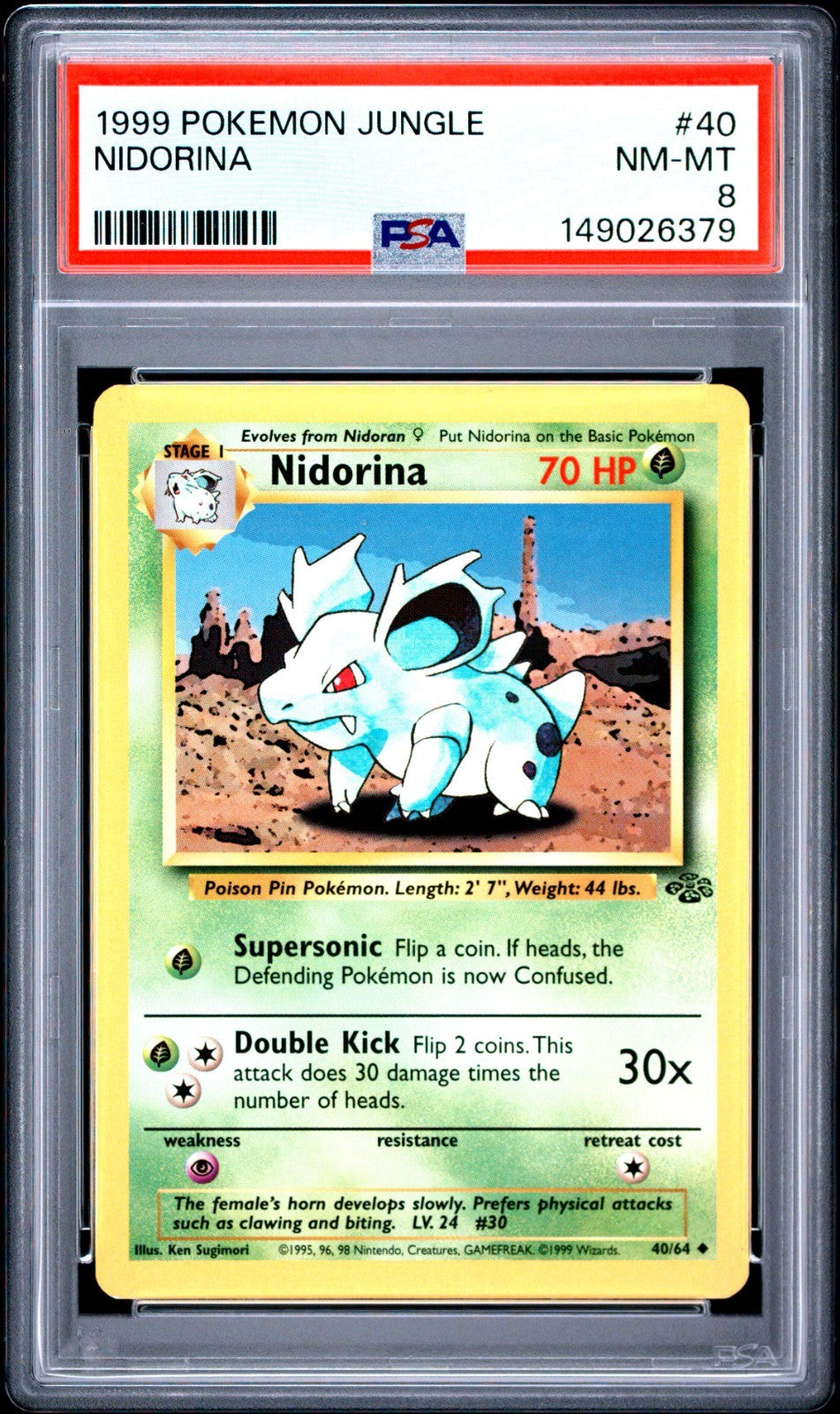 Nidorina PSA 8 1999 Pokemon Jungle #40/64 front