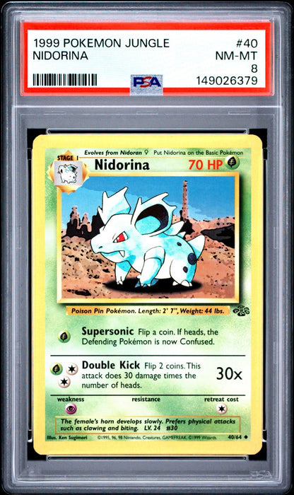 Nidorina PSA 8 1999 Pokemon Jungle #40/64 front