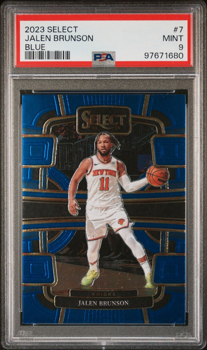 Jalen Brunson PSA 9 2023-24 Panini Select Blue #7 front