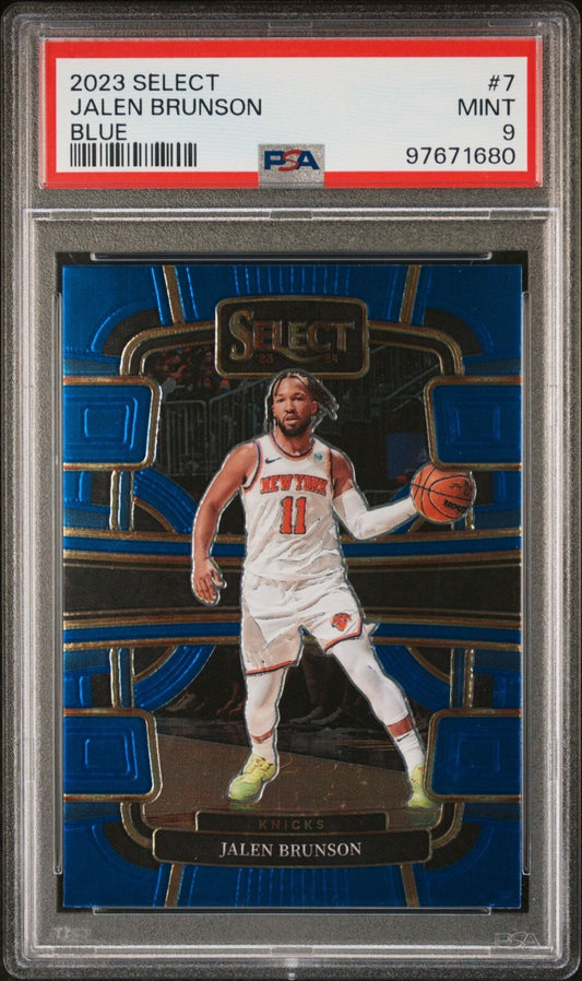 Jalen Brunson PSA 9 2023-24 Panini Select Blue #7 front