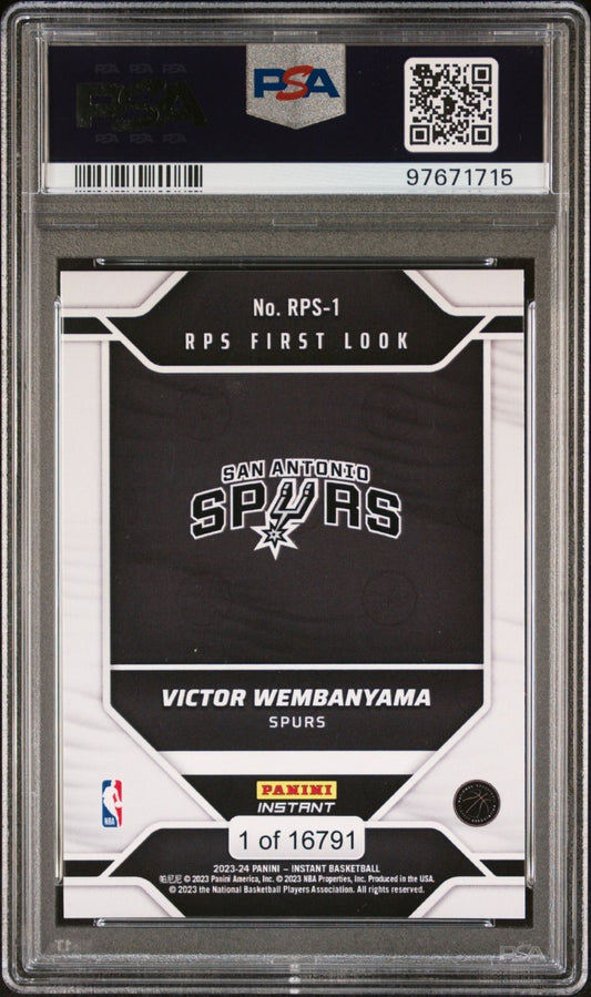 Victor Wembanyama Rookie PSA 9 2023-24 Panini Instant #RPS-1 back