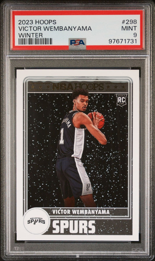 Victor Wembanyama Rookie PSA 9 2023-24 Panini NBA Hoops Winter #298 front