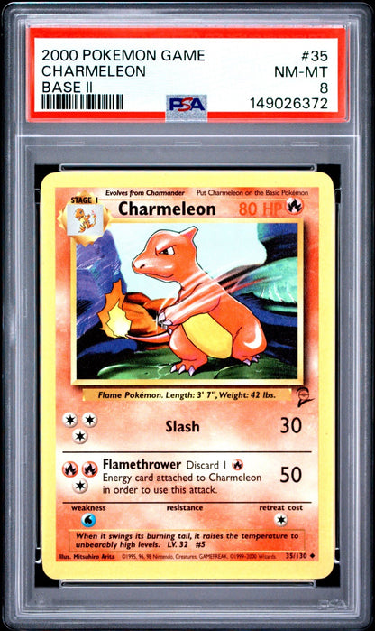 Charmeleon PSA 8 2000 Pokemon Base Set 2 #035/130 front