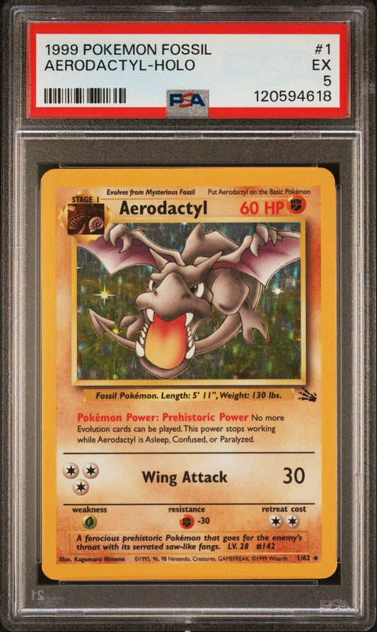 1999 Pokemon Fossil 1 Aerodactyl-HOLO PSA 5