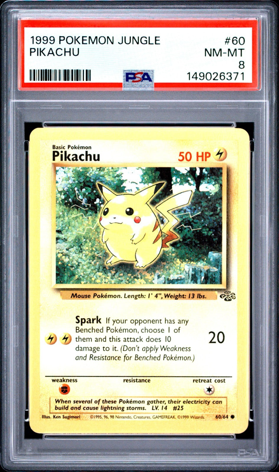 Pikachu PSA 8 1999 Pokemon Jungle 1st Edition #60/64 front