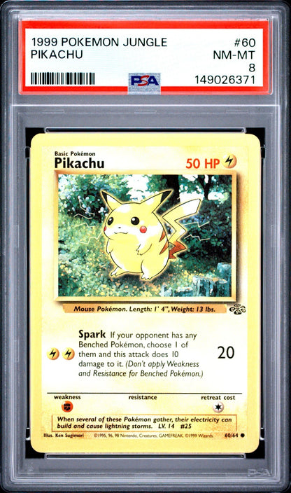Pikachu PSA 8 1999 Pokemon Jungle 1st Edition #60/64 front