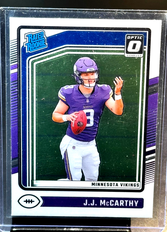 JJ McCarthy Vikings Rookie 2024 Donruss Optic Rated Rookie #23 Refractor