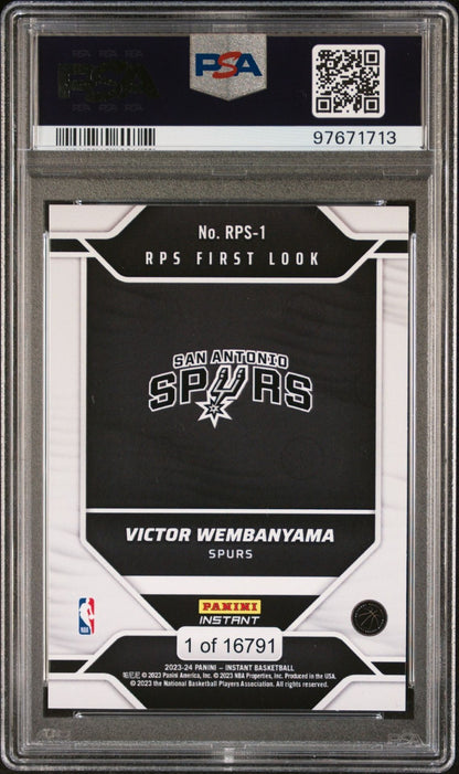 Victor Wembanyama Rookie PSA 9 2023-24 Panini Instant #RPS-1 back