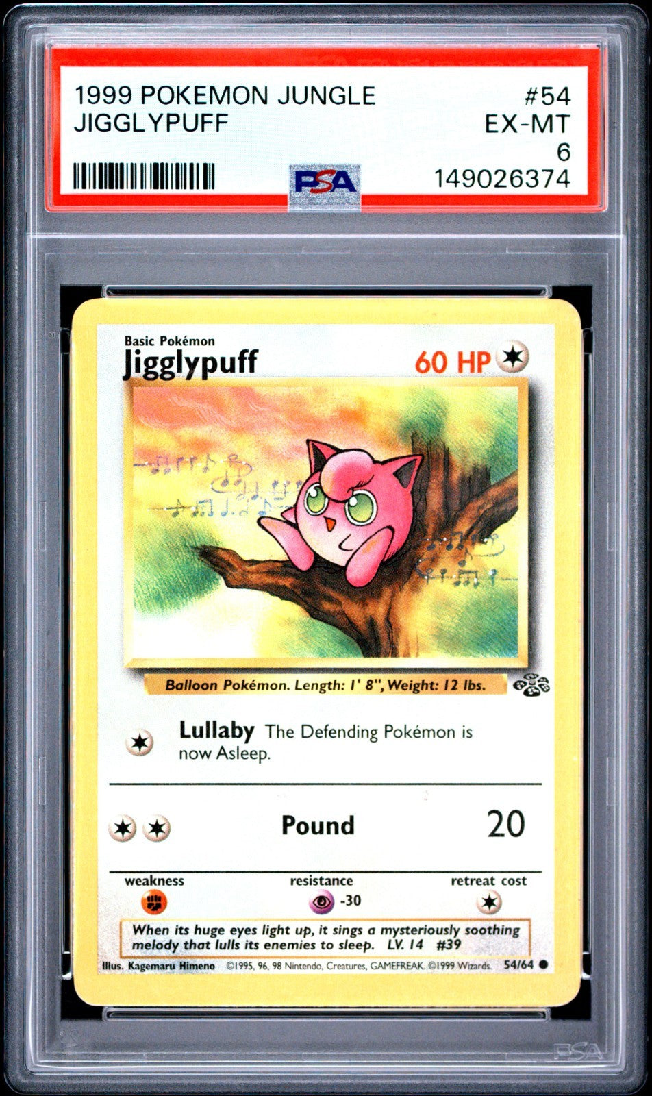 Jigglypuff PSA 6 1999 Pokemon Jungle #54/64 front