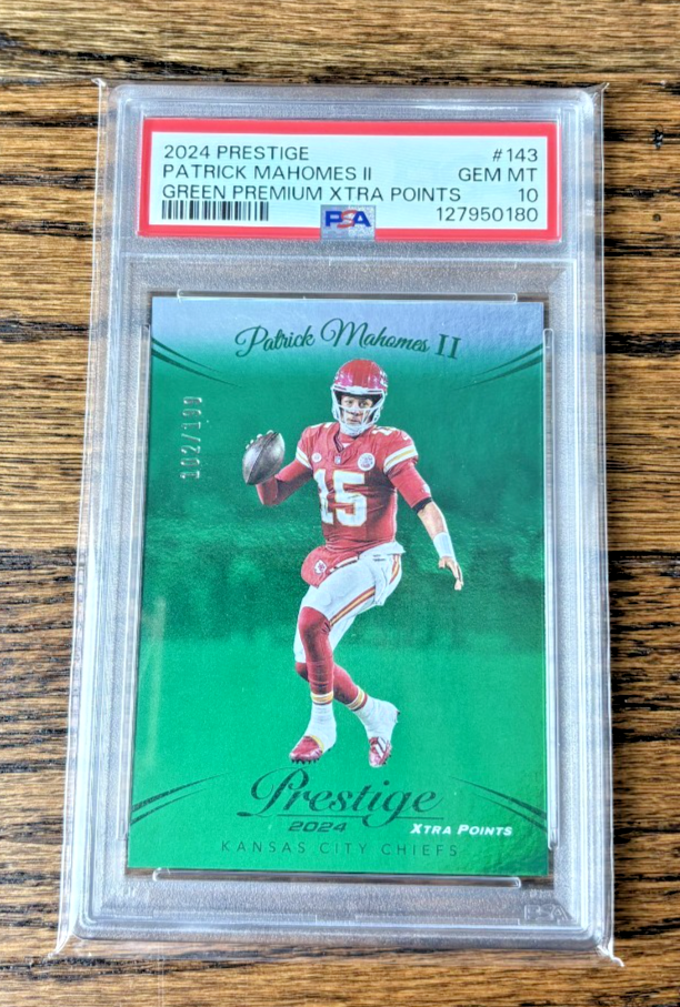 2024 Prestige #143 Patrick Mahomes II Green Premium XTRA Points PSA 10 102/199