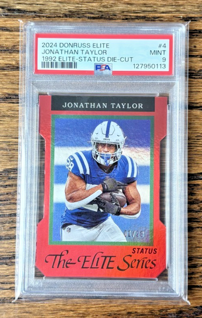 Jonathan Taylor PSA 9 2024 Donruss Elite 1992 Elite Status Die-Cut #4 /28 front