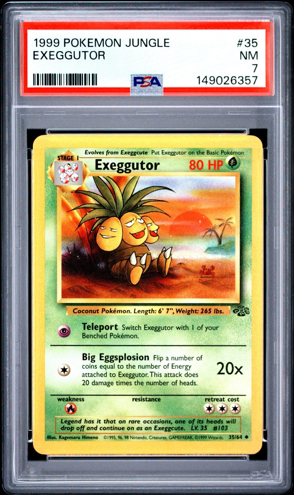 Exeggutor PSA 7 1999 Pokemon Jungle #35/64 front