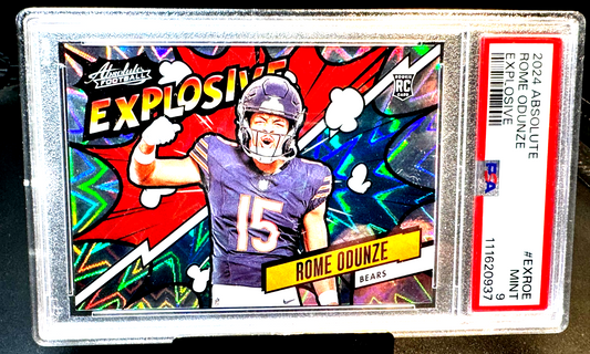 Rome Odunze Explosive Rookie 2024 Panini Graded PSA 9 Chicago Bears