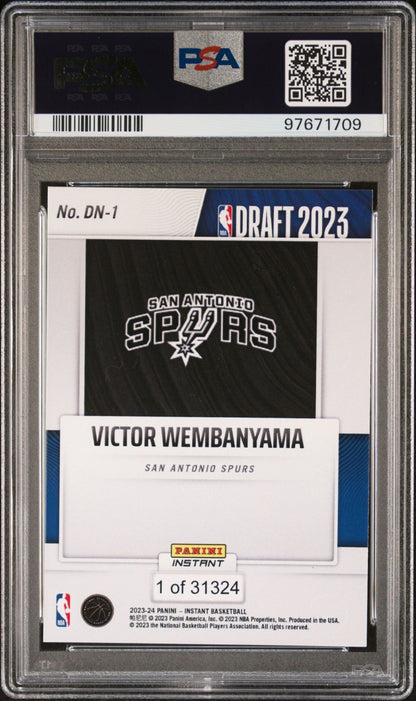 Victor Wembanyama Rookie PSA 8 2023-24 Panini Instant #DN-1 back