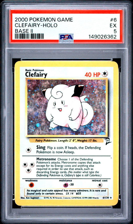 Clefairy PSA 5 2000 Pokemon Base Set 2 Holo #006/130 front