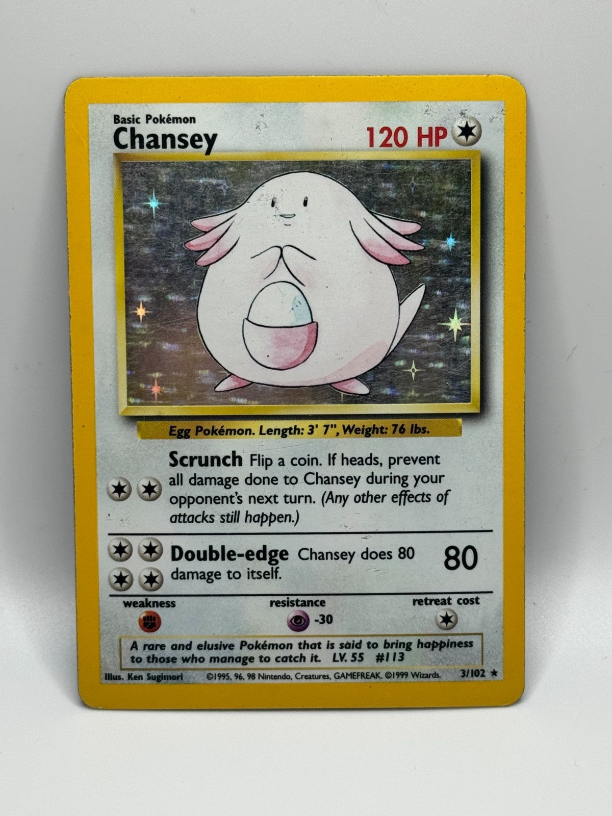 1999 Chansey Hologram Rare Holo Pokemon 3/102
