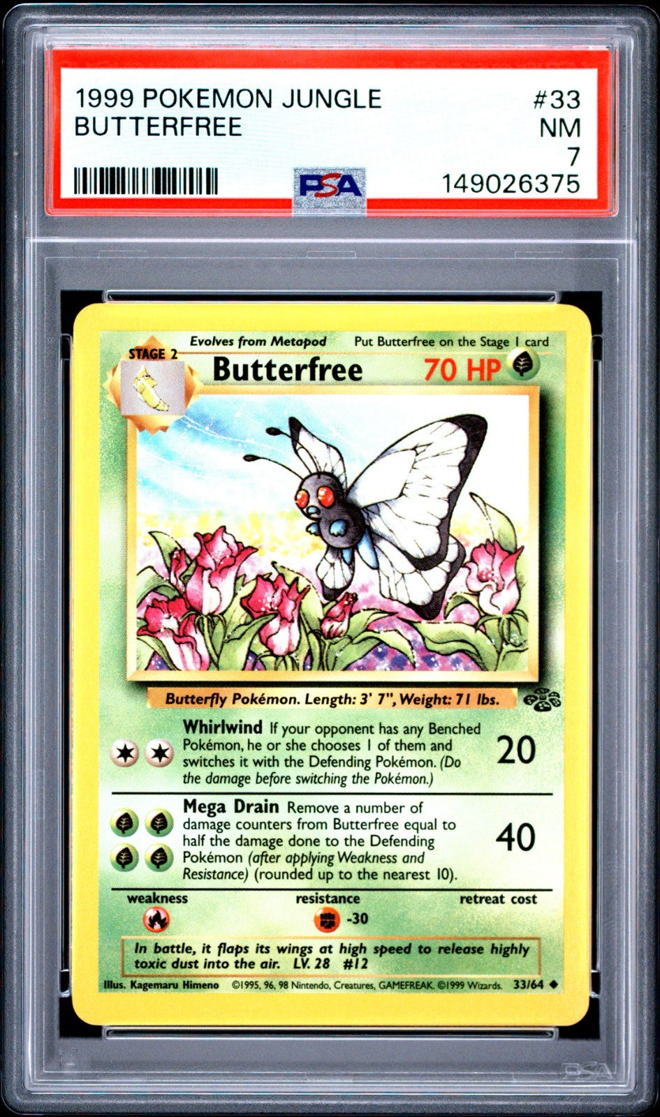 Butterfree PSA 7 1999 Pokemon Jungle #33 front