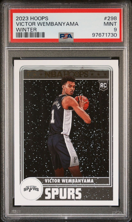 Victor Wembanyama Rookie PSA 9 2023-24 Panini NBA Hoops Winter #298 front
