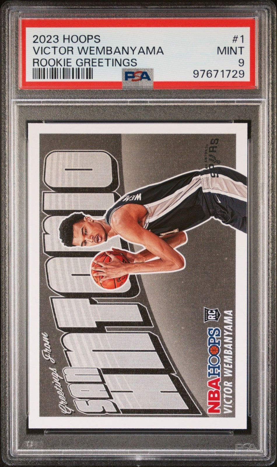 Victor Wembanyama Rookie PSA 9 2023-24 Panini NBA Hoops #1 front