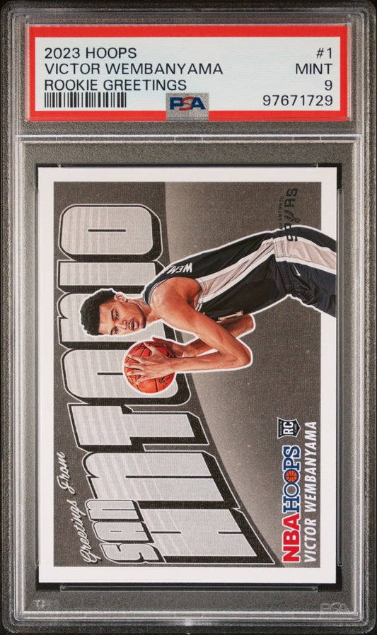 Victor Wembanyama Rookie PSA 9 2023-24 Panini NBA Hoops #1 front