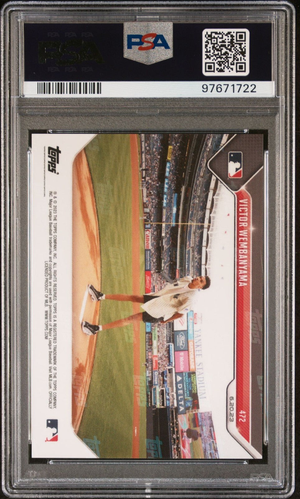 Victor Wembanyama Rookie PSA 10 2023 Topps Now #472 back