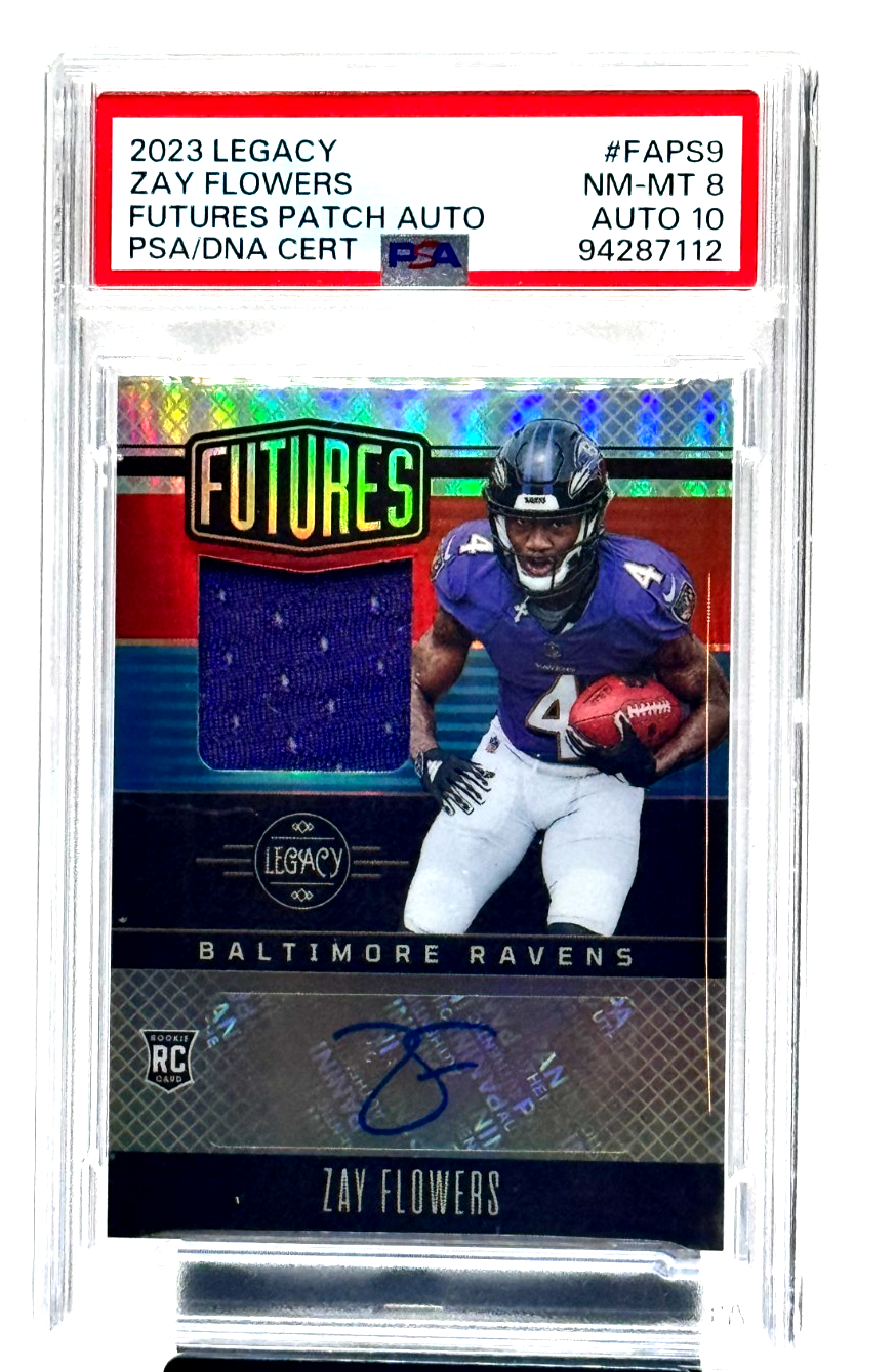 Zay Flowers Rookie Autograph PSA10 Patch 2023 Panini Legacy Patch Silver 174/249