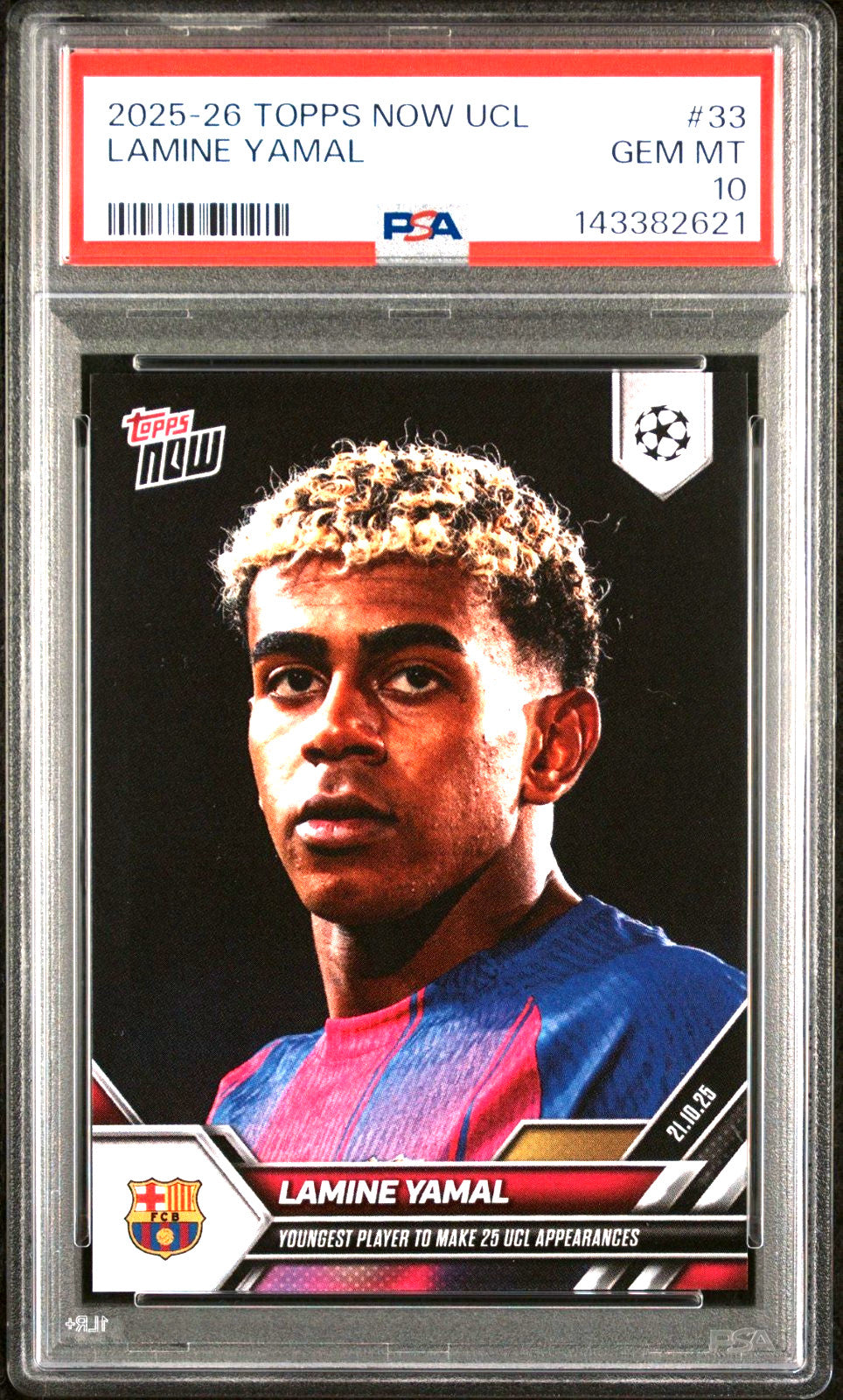 Lamine Yamal PSA 10 2025-26 Topps Now UEFA Champions League #033 front