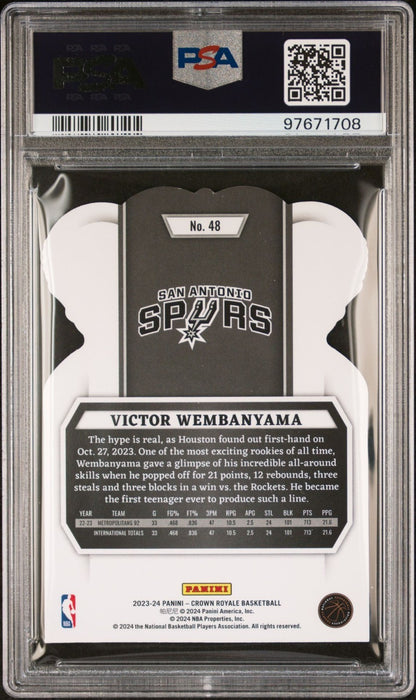 Victor Wembanyama Rookie PSA 8 2023-24 Panini Crown Royale #48 back