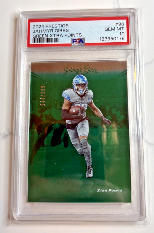 2024 Prestige Jaymyr Gibbs Green XTRA Points /299 PSA 10
