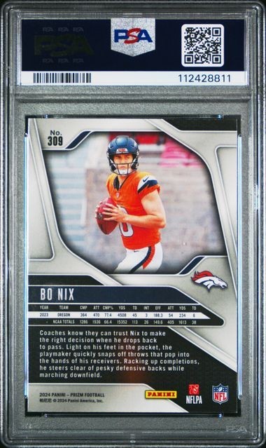 Bo Nix Rookie PSA 9 2024 Panini Prizm #309 back